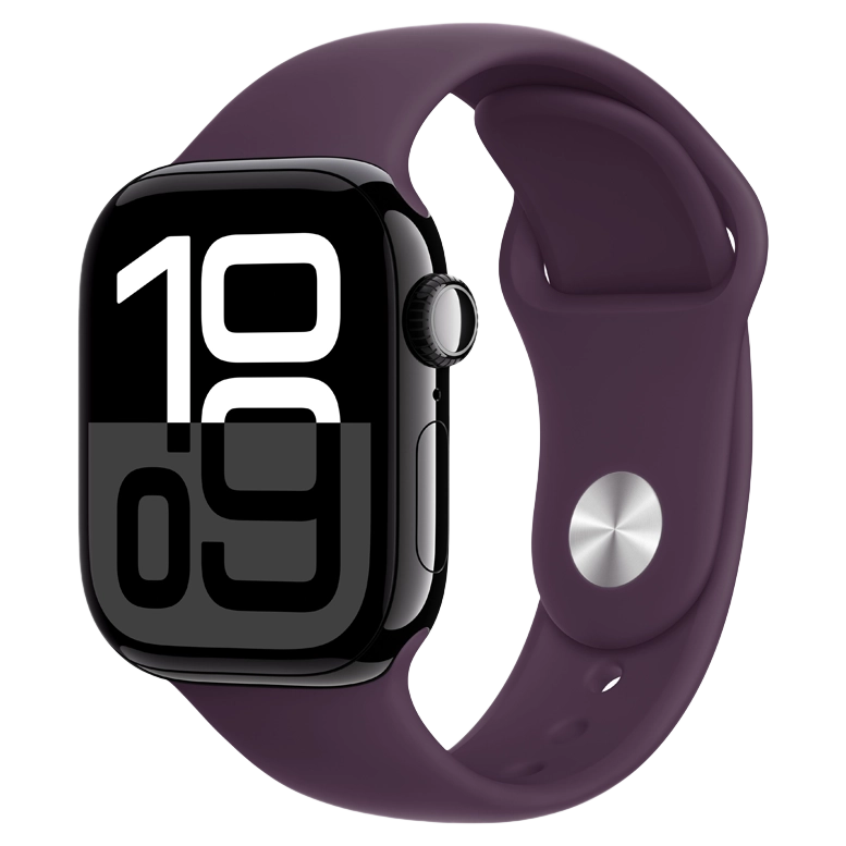 Apple Watch 10 Aluminum GPS Jet Black Sport Band Plum 46 mm