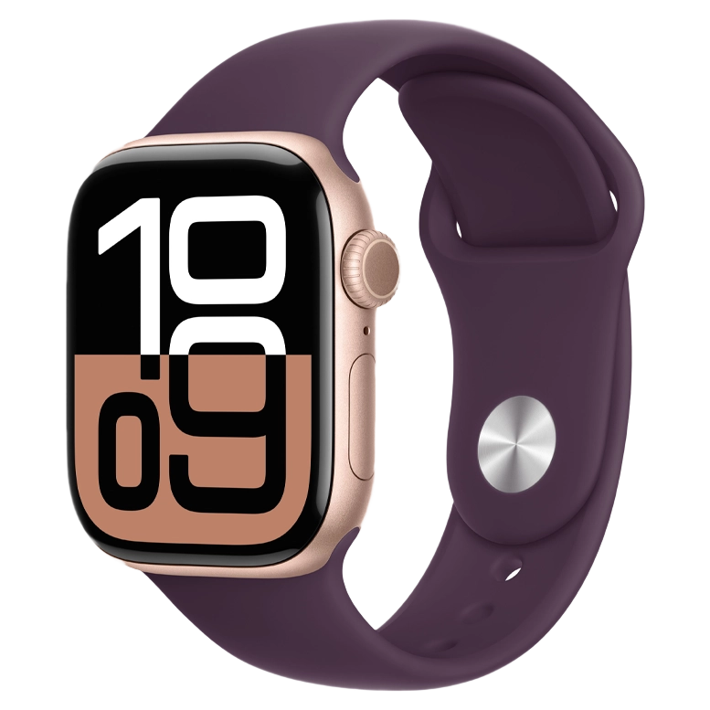 Apple Watch 10 Aluminum GPS Rose Gold Sport Band Plum 46 mm