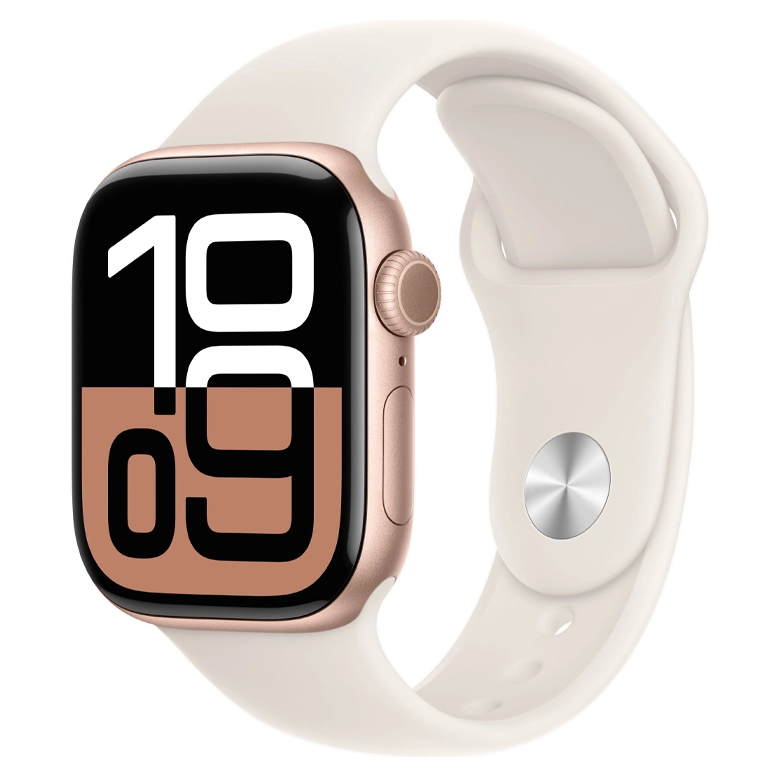 Apple Watch 10 Aluminum GPS Rose Gold Sport Band Starlight 46 mm