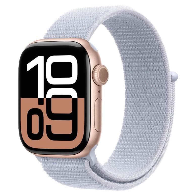 Apple Watch 10 Aluminum GPS Rose Gold Textile Sport Loop Blue Cloud 46 mm