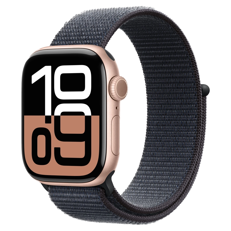 Apple Watch 10 Aluminum GPS Rose gold Textile Sport Loop Ink 46 mm