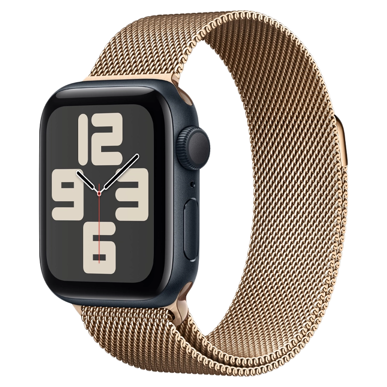 Apple Watch SE 2024 Midnight GPS Stainless Steel Milanese Loop Gold 40 mm