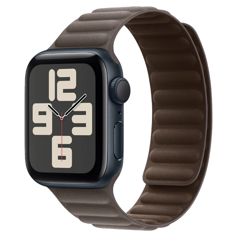 Apple Watch SE 2024 Midnight GPS Textile Magnetic Link Dark Taupe 44 mm