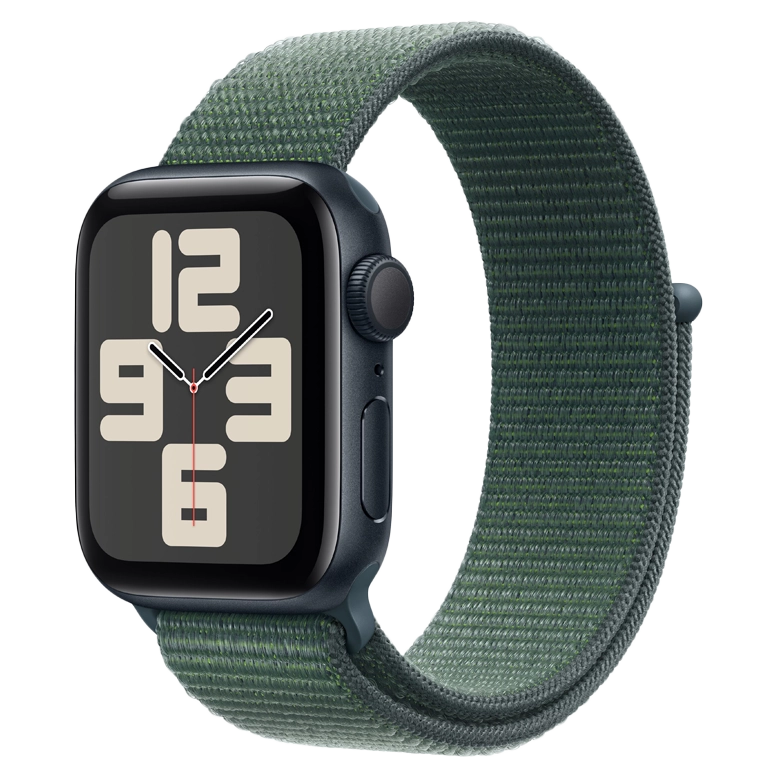 Apple Watch SE 2024 Midnight GPS Textile Sport Loop Lake Green 44mm