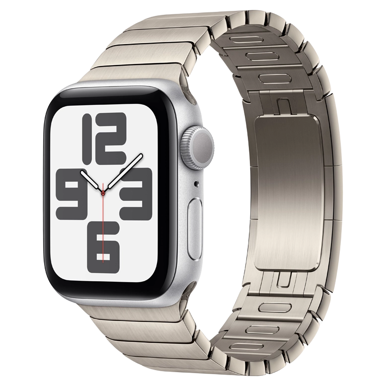 Apple Watch SE 2024 Silver GPS Stainless Steel Link Bracelet Natural 44 mm