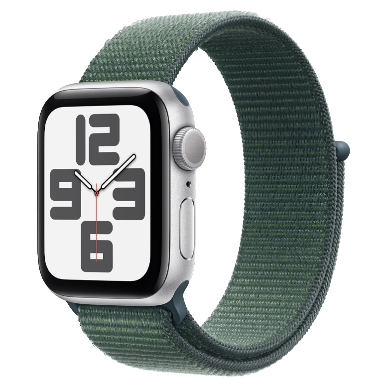 Apple Watch SE 2024 Silver GPS Textile Sport Loop Lake Green 44mm