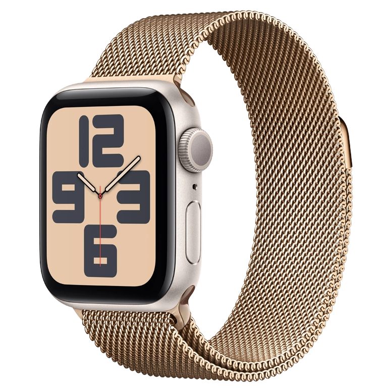 Apple Watch SE 2024 Starlight GPS Stainless Steel Milanese Loop Gold 44 mm