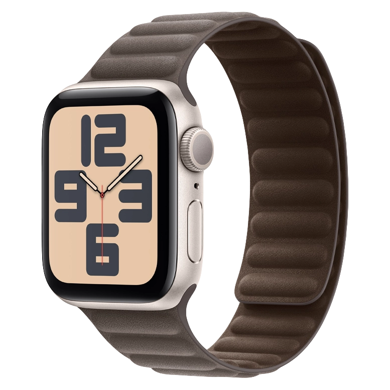 Apple Watch SE 2024 Starlight GPS Textile Magnetic Link Dark Taupe 44 mm