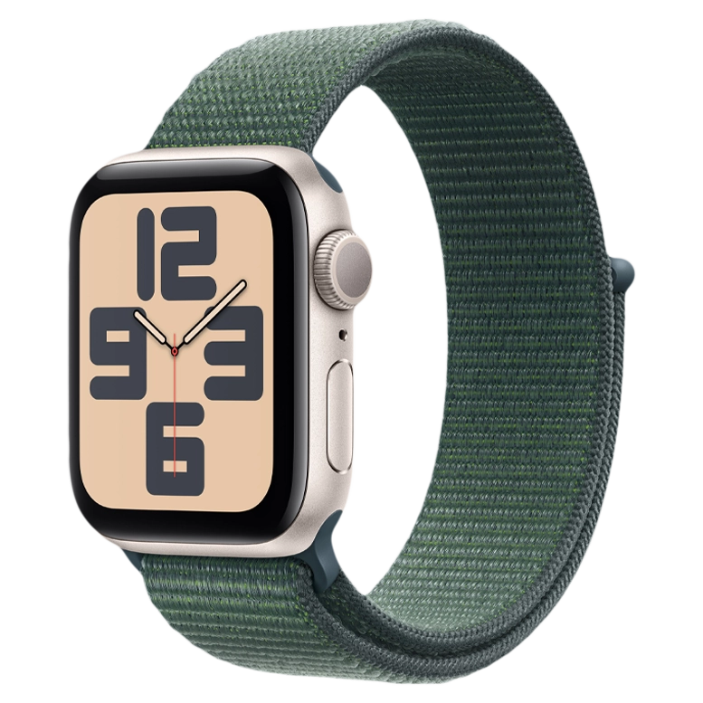 Apple Watch SE 2024 Starlight GPS Textile Sport Loop Lake Green 44mm