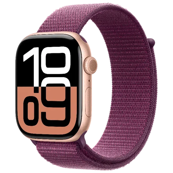 Apple Watch 10 Aluminum GPS Rose Gold Textile Sport Loop Plum 42 mm