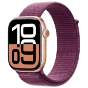 Apple Watch 10 Aluminum GPS Rose Gold Textile Sport Loop Plum 42 mm