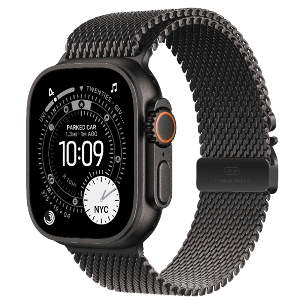 Apple Watch Ultra 3 Black Titanium Milanese Loop Natural