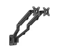 Monitor wall mount arm for 2 monitors up to 17-27" Gembird MA-WA2-01, Adjustable wall 2 display mounting arm (rotate, tilt, swivel), VESA 75/100, up to 7 kg, black