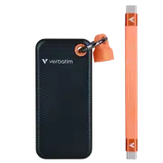 Внешний портативный SSD накопитель Verbatim Pocket, 256 ГБ, Черный/Оранжевый