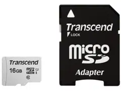 Карта памяти Transcend MicroSD 16Gb (Class 10) UHS-I +SD Adapter (TS16GUSD300S-A)